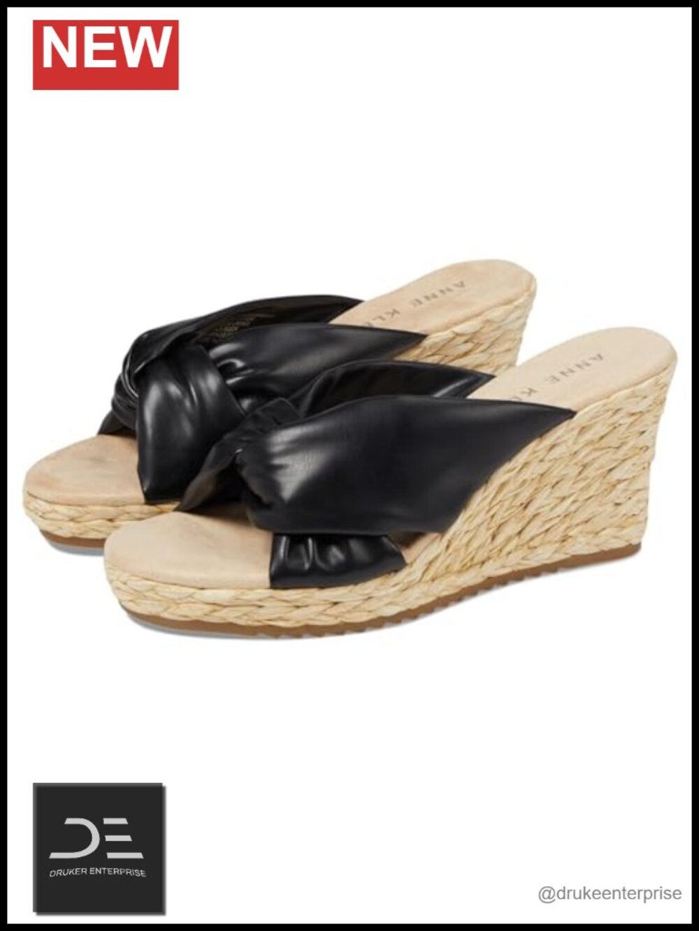 Anne Klein Winnie Wedge Sandal Faux Leather Cushioned